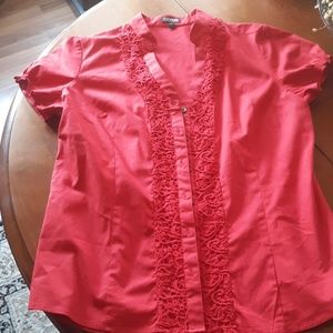 Short sleeve pink button down shirt